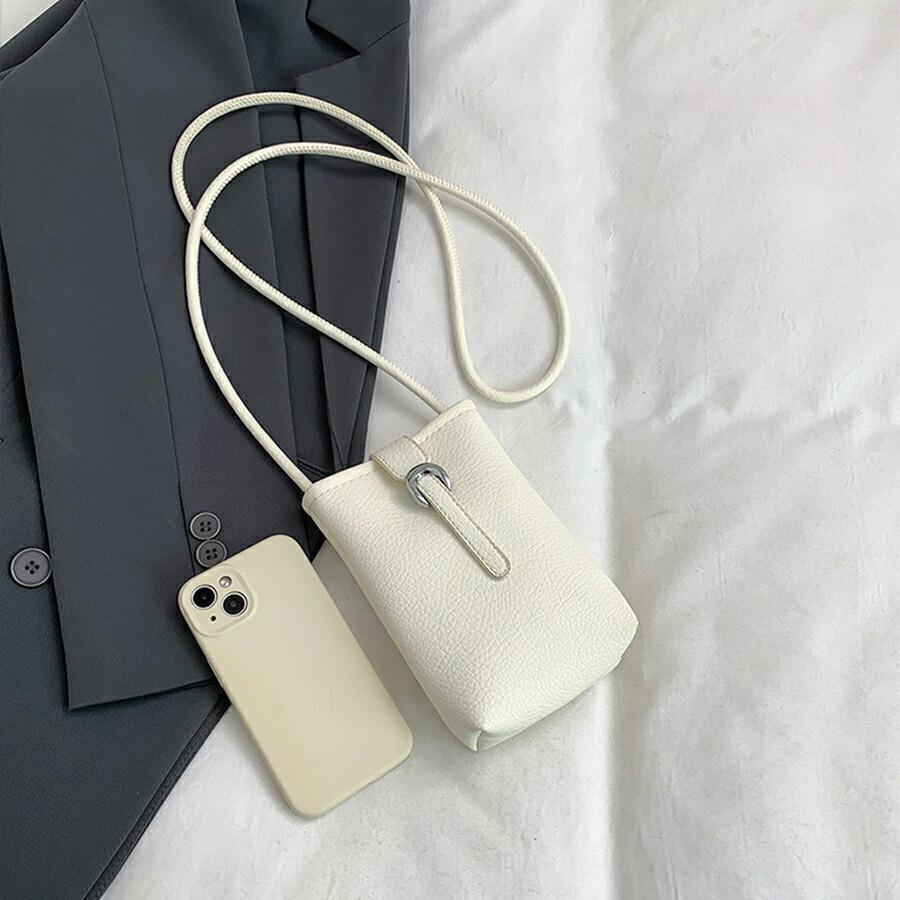 レディース 縦型ミニショルダーバッグ 合成皮革 スマホポシェット 斜