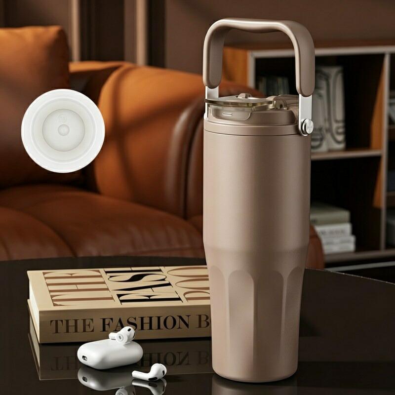 800ml セラミック加工タンブラー 3Way取っ手付き 真空断熱 保温保冷