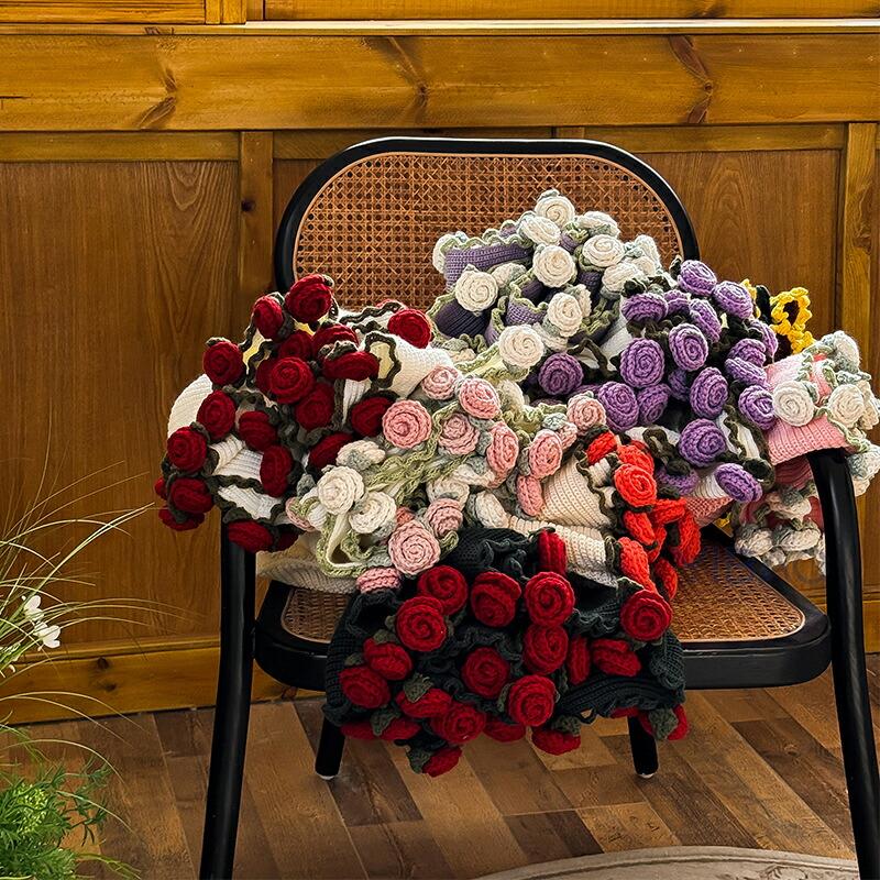 花束ブランケット 完成品 ブーケブランケット ニット 手編みフラワー
