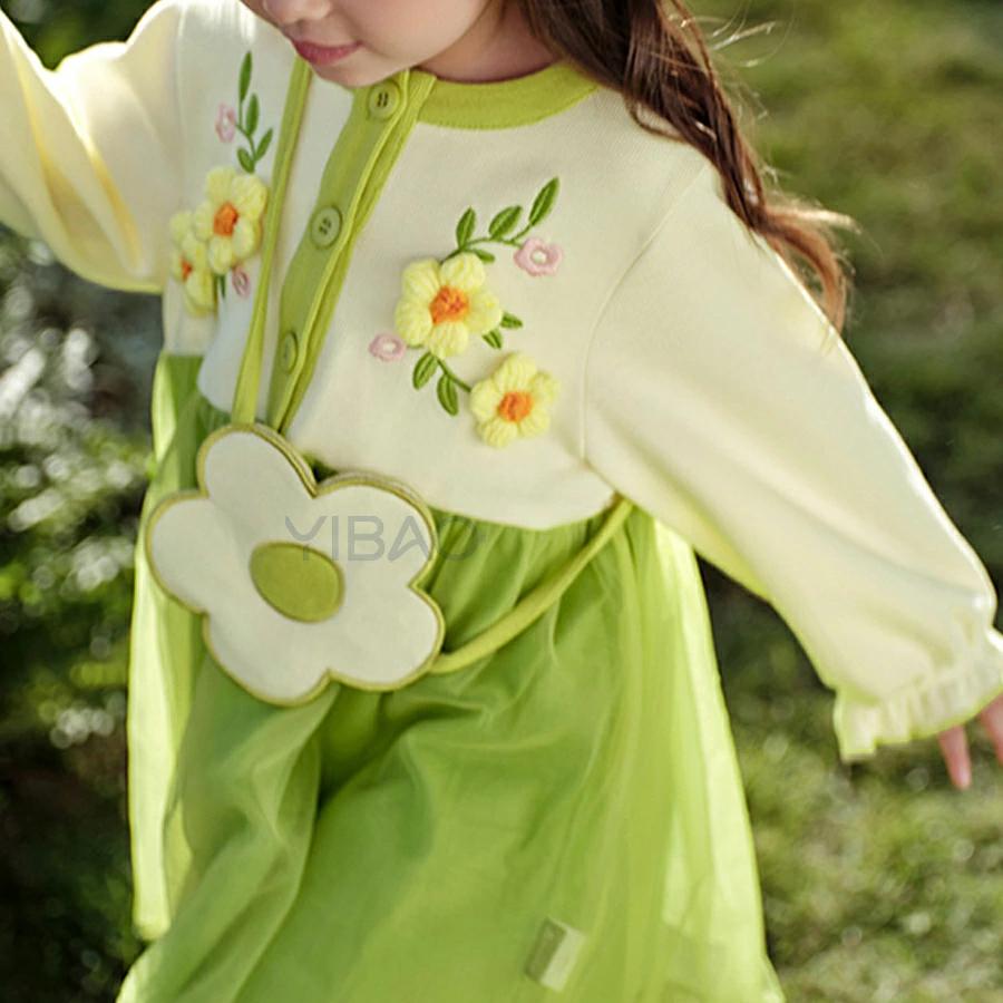 ワンピース チュール キッズ お出かけ 子供服 ポシェット付き 3歳