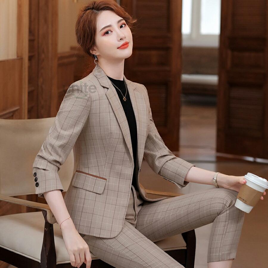 【美品】THE SUIT COMPANY スーツ　上下セットアップ チェック柄 ーツ しっかり素材感おしゃれチェック柄ジャケット＆パンツの上質