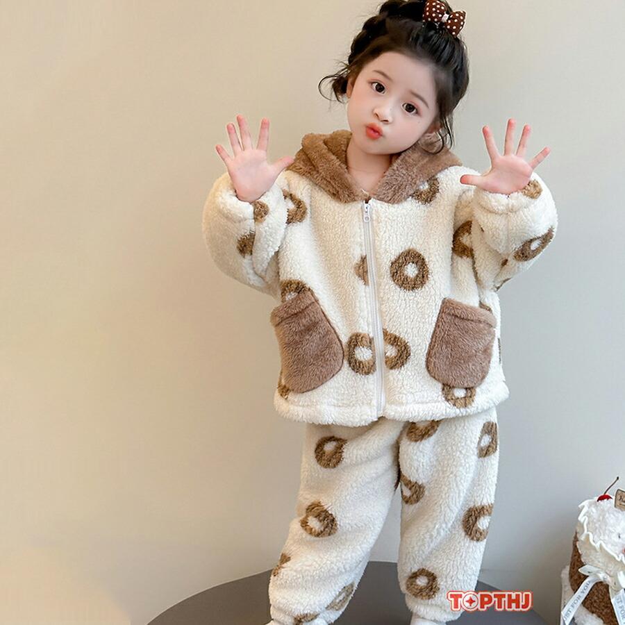 2点セット ルームウェア 子供 パジャマ フード付き ナイトガウン