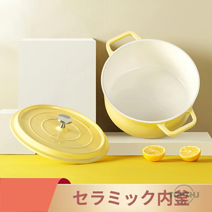 ホーロー鍋 両手 22cm 無水調理 カレー鍋 IH ガス オーブン対応 保温