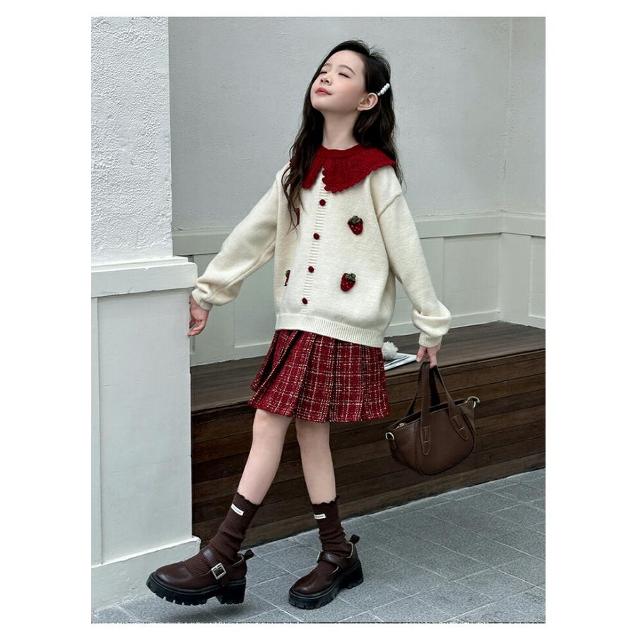 子供服 セットアップ ニット セーター 上下セット 2点 チェック柄