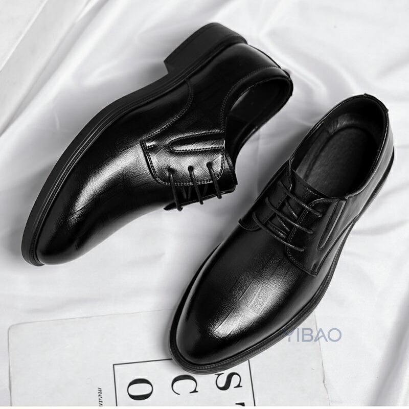 メンズ ビジネスシューズ 厚底 PU革 3cm 6cm 8cm ヒールアップ PU革靴