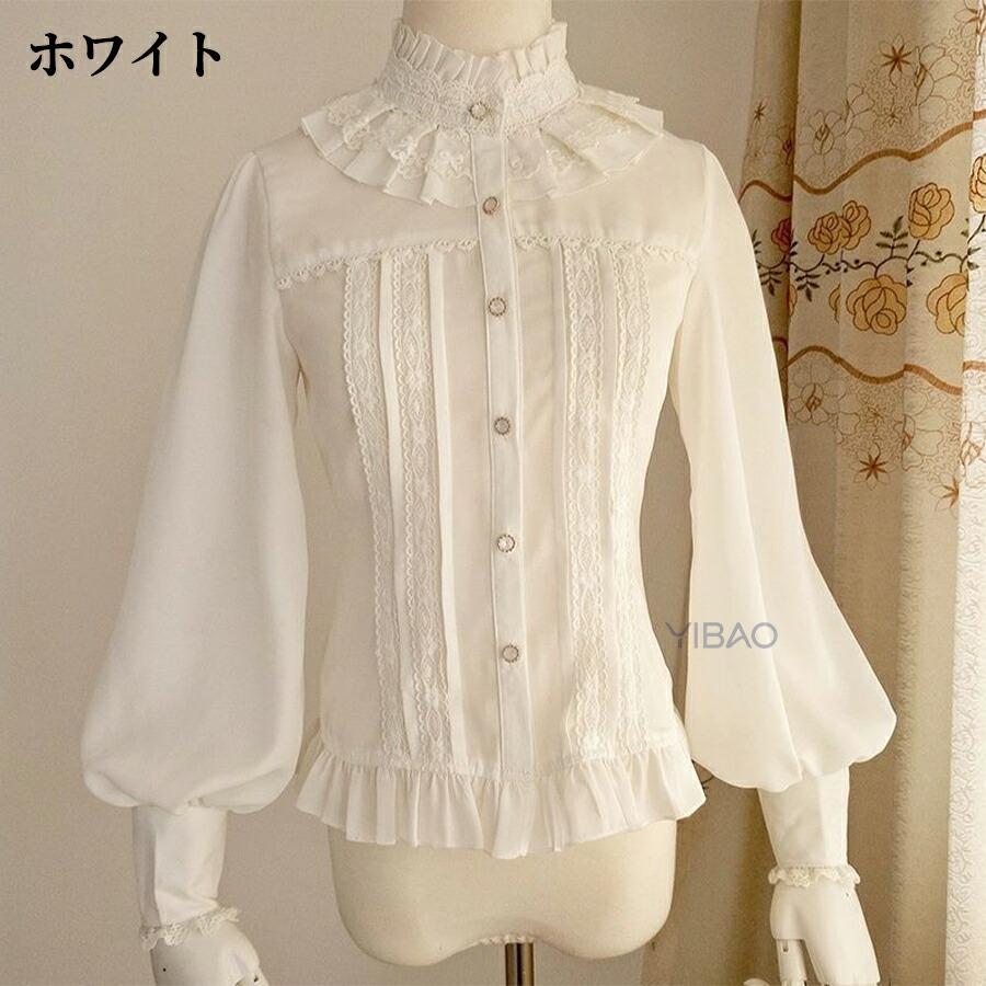 ロリータ ブラウス ゴスロリ シャツ ゴシック 貴族風 シフォン レース