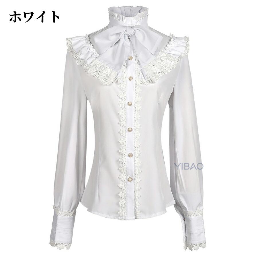 ロリータ ブラウス ゴスロリ シャツ ゴシック 貴族風 シフォン レース