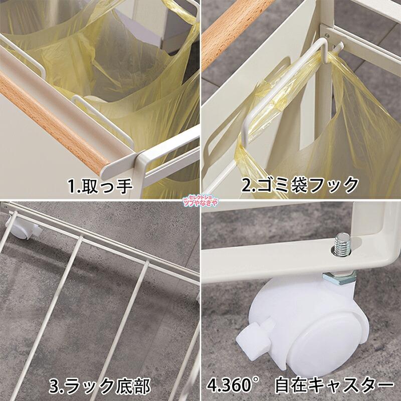 分別ダストワゴン / 蓋無し 目隠し 3分別］キッチン ゴミ箱 ごみ箱