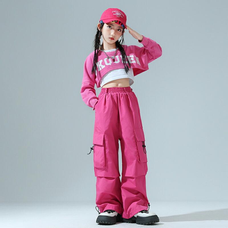 キッズ ダンス衣装 長袖 トップス へそ出し カーゴパンツ かっこいい
