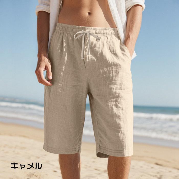 ハーフパンツ ボトムス 綿麻 ビーチウェア リネンショートパンツ 夏