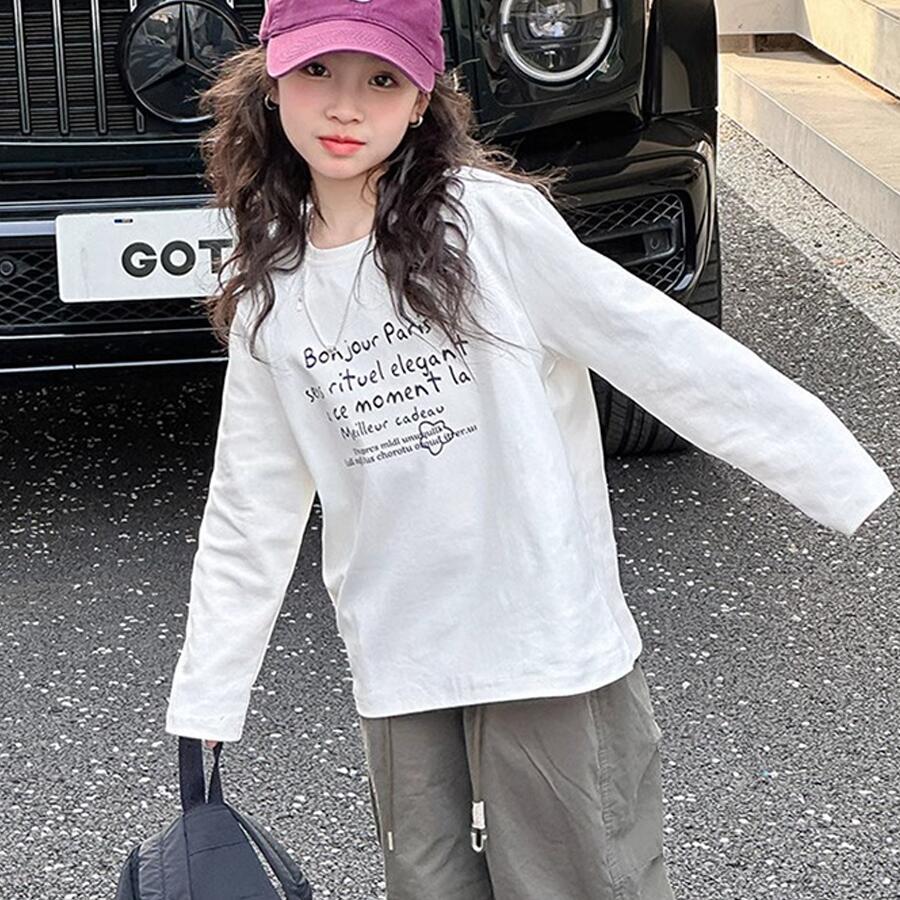 子供服 長袖Tシャツ 女の子 子供 T-shirt ジュニア 綿 春 夏 トップス