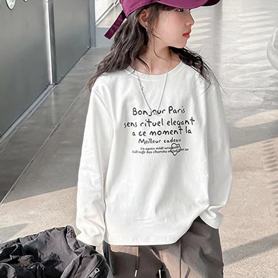 子供服 長袖Tシャツ 女の子 子供 T-shirt ジュニア 綿 春 夏 トップス