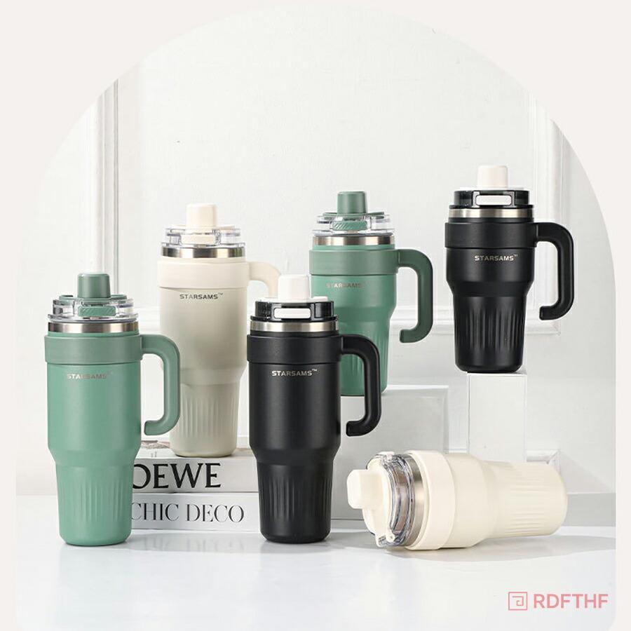 錆びに強い頑丈優質ステンレス 900ML1200ML ストロー付きタンブラー 蓋