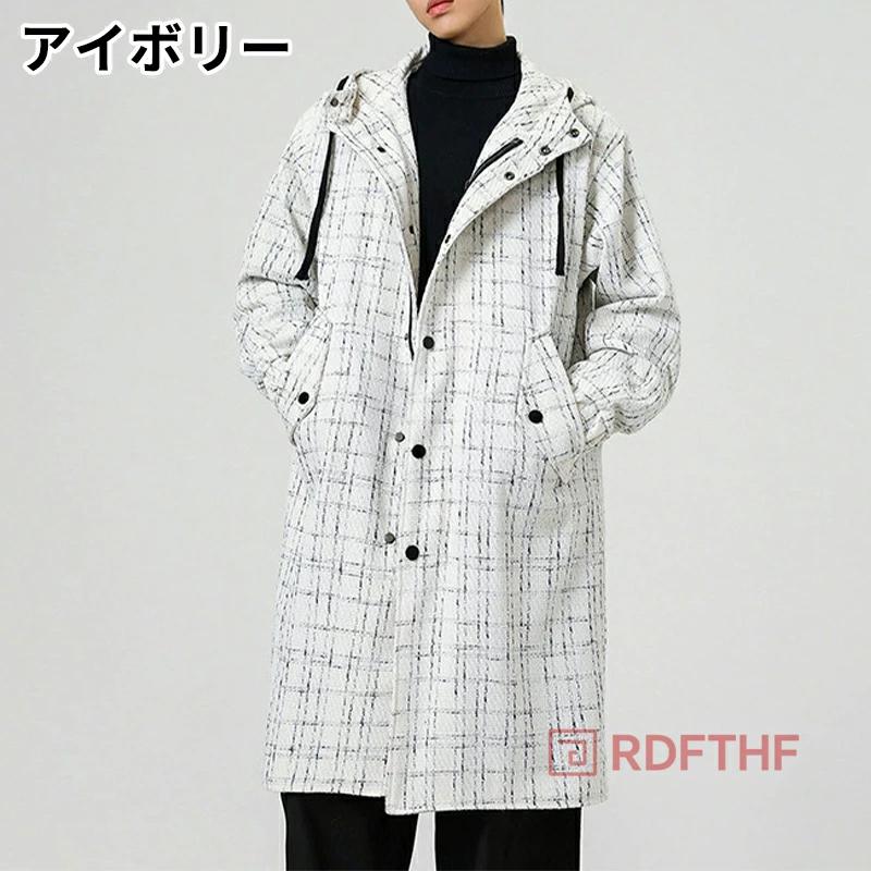 チェスターコート メンズ おしゃれ 薄手 ロングジャケット チェック柄