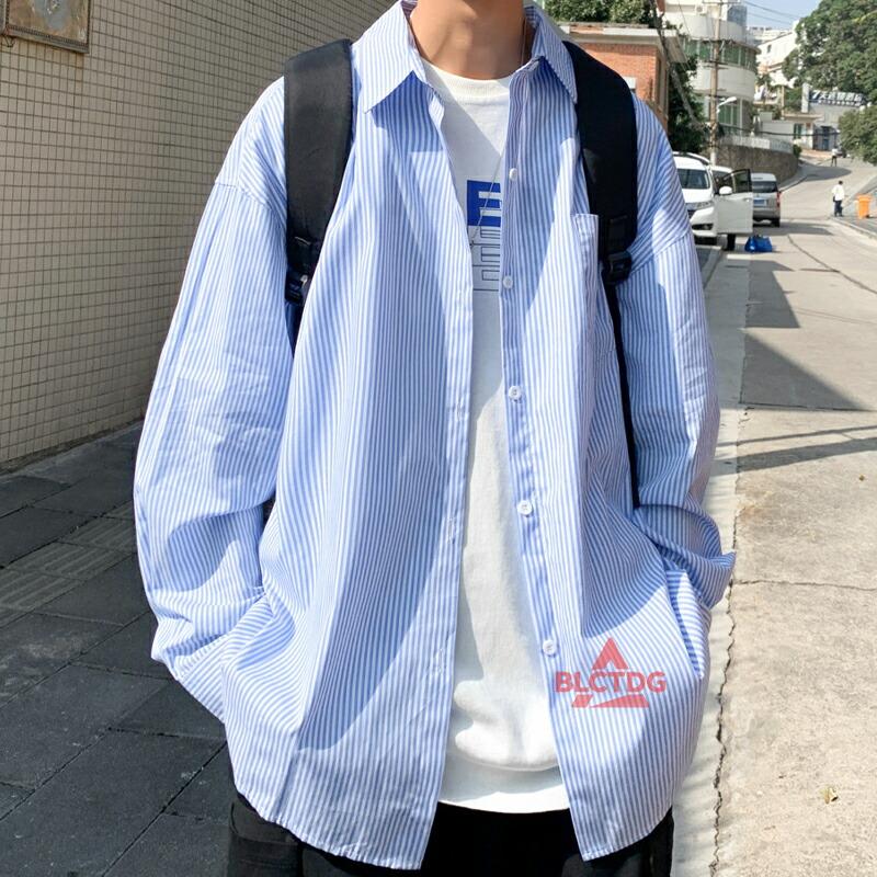 ストライプシャツ メンズ 長袖シャツ ストライプ柄 シャツ カジュアル