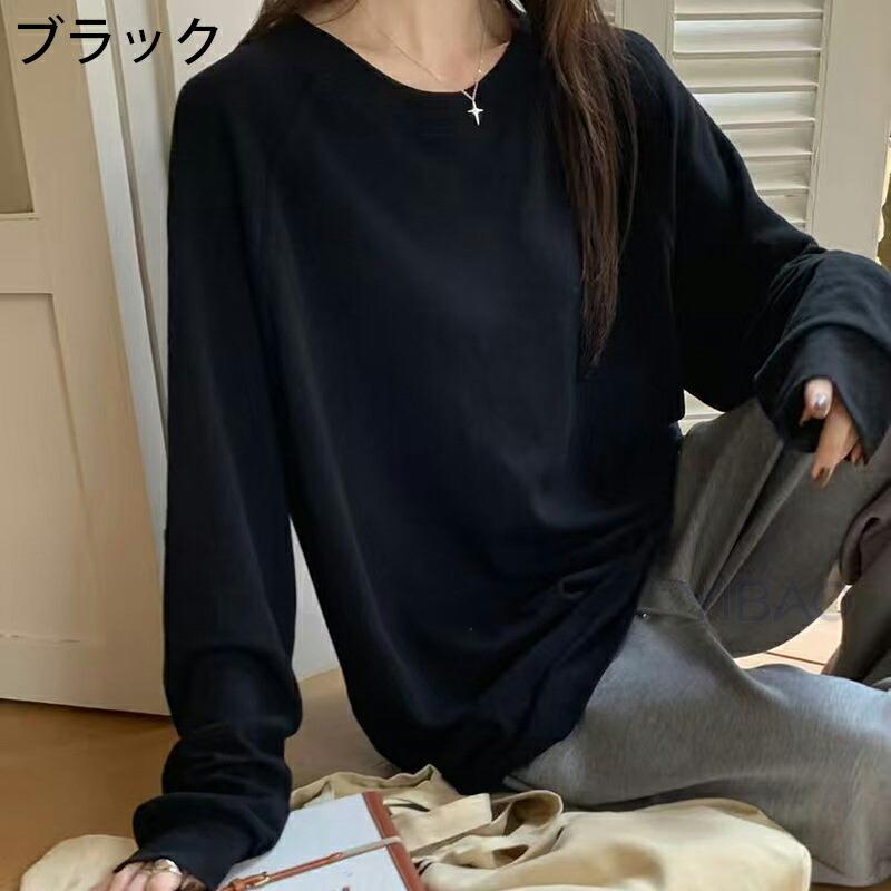 Tシャツ ロンTシャツ トップス レディース 着痩せ 華奢見え 長袖