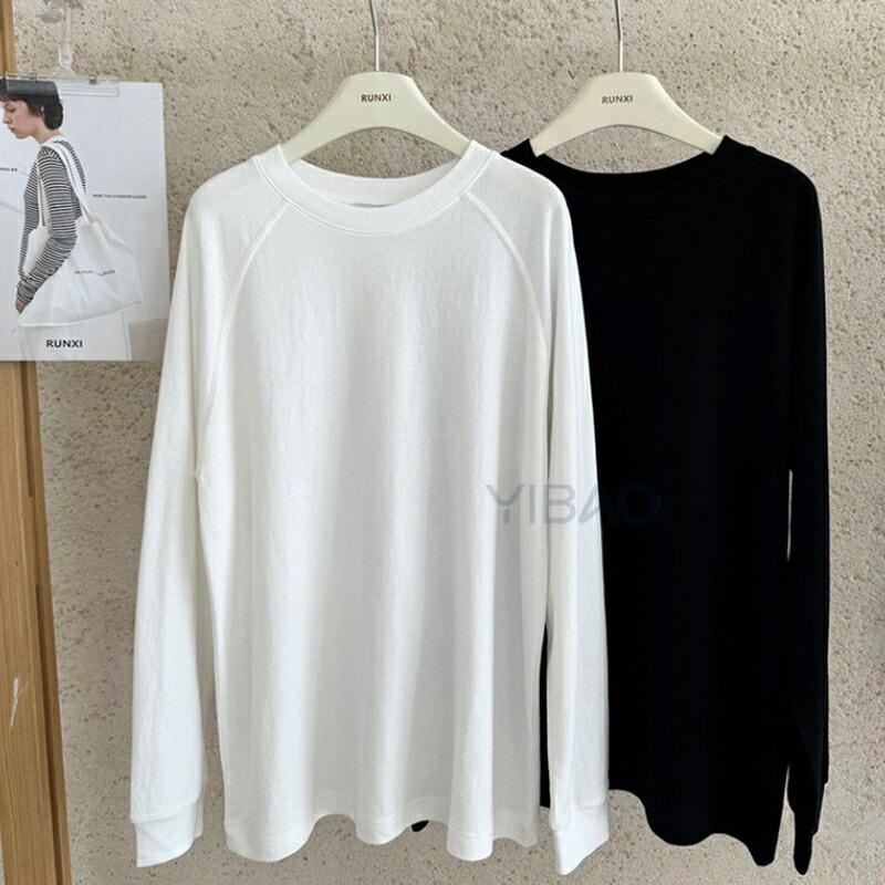 Tシャツ ロンTシャツ トップス レディース 着痩せ 華奢見え 長袖