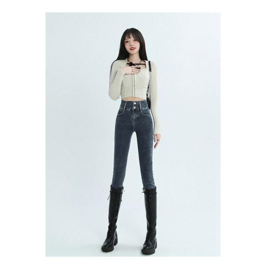 裏起毛 デニム スキニーパンツ あったかパンツ レディース デニム