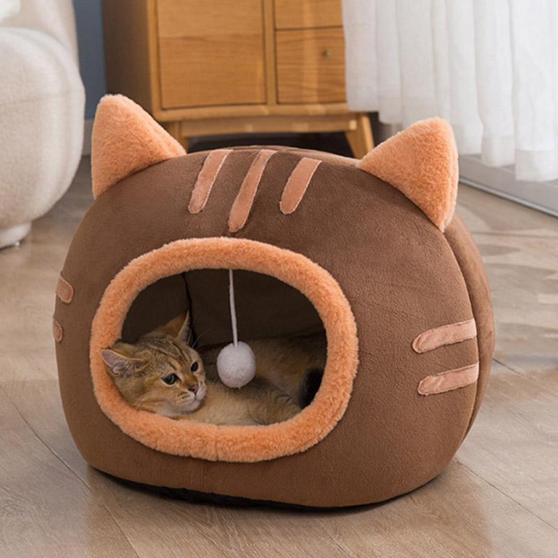 爆買い ペットベッド ドーム型 冬 猫用品 ネコ耳付 猫 ベッド 犬ベッド