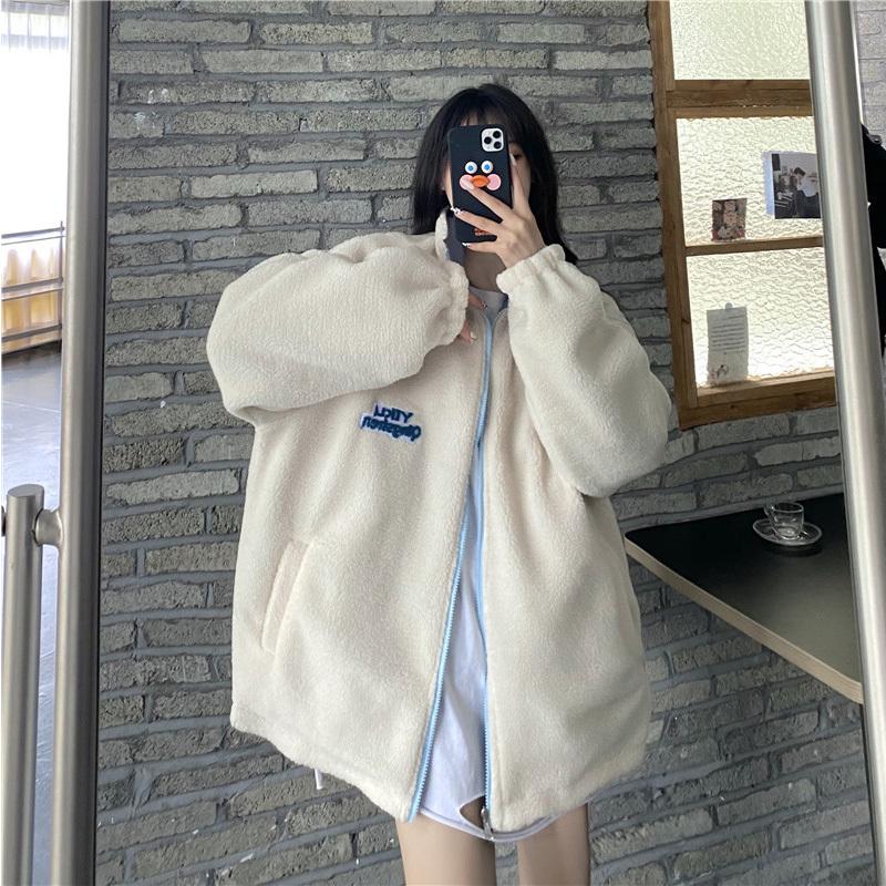 フリースジャケット レディース 韓国ファッション 長袖 ボア コート 