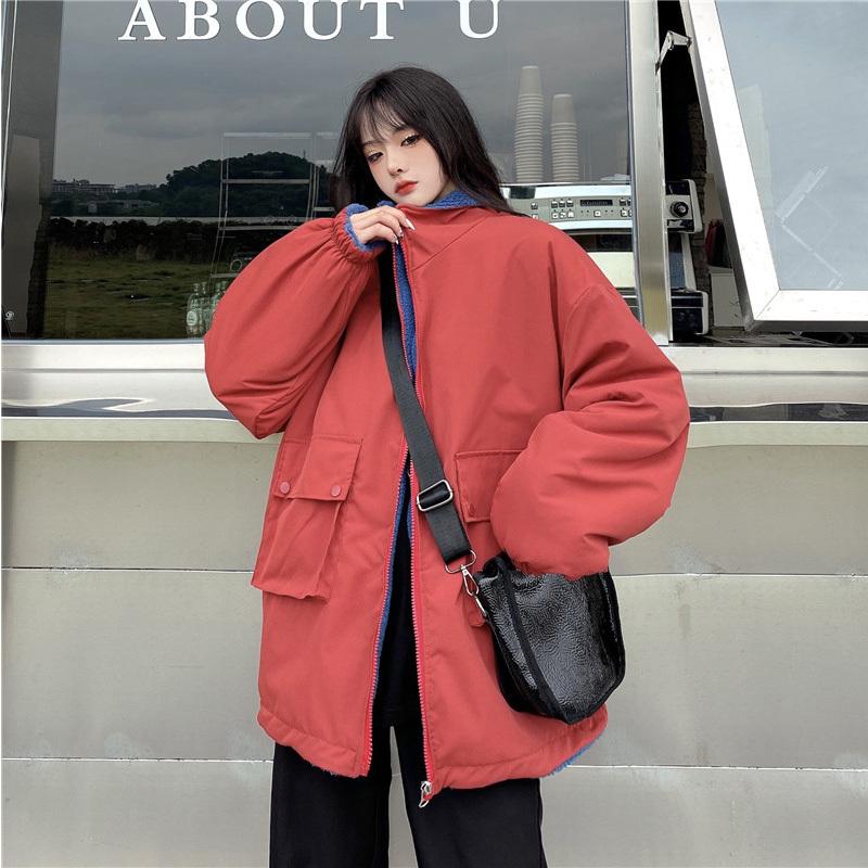 フリースジャケット レディース 韓国ファッション 長袖 ボア コート ジッパー プルオーバー モコモコ 可愛い 両面着れる服 厚手 秋冬 ストリート系 アウター Jk19 Aquadoor 通販 Yahoo ショッピング