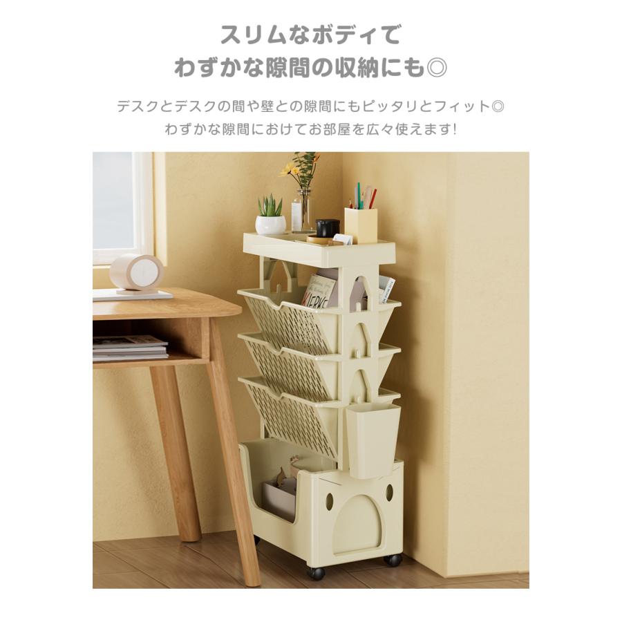 マガジンラック スリム ファイルワゴン 薄型 回転 キャスター付き