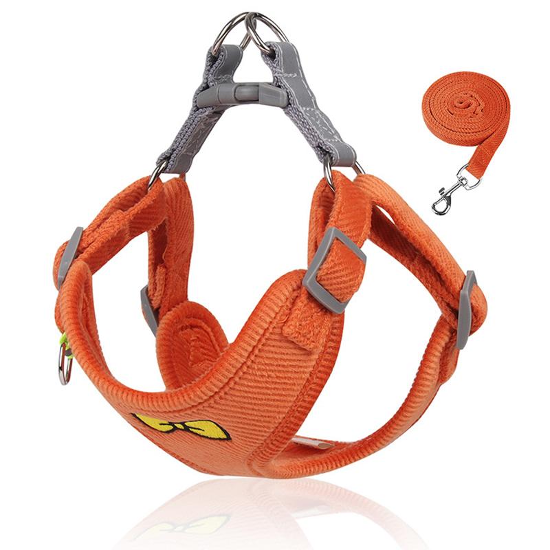 犬用 ハーネス お散歩 リード 中型 大型 オレンジ パッド入り Lサイズ