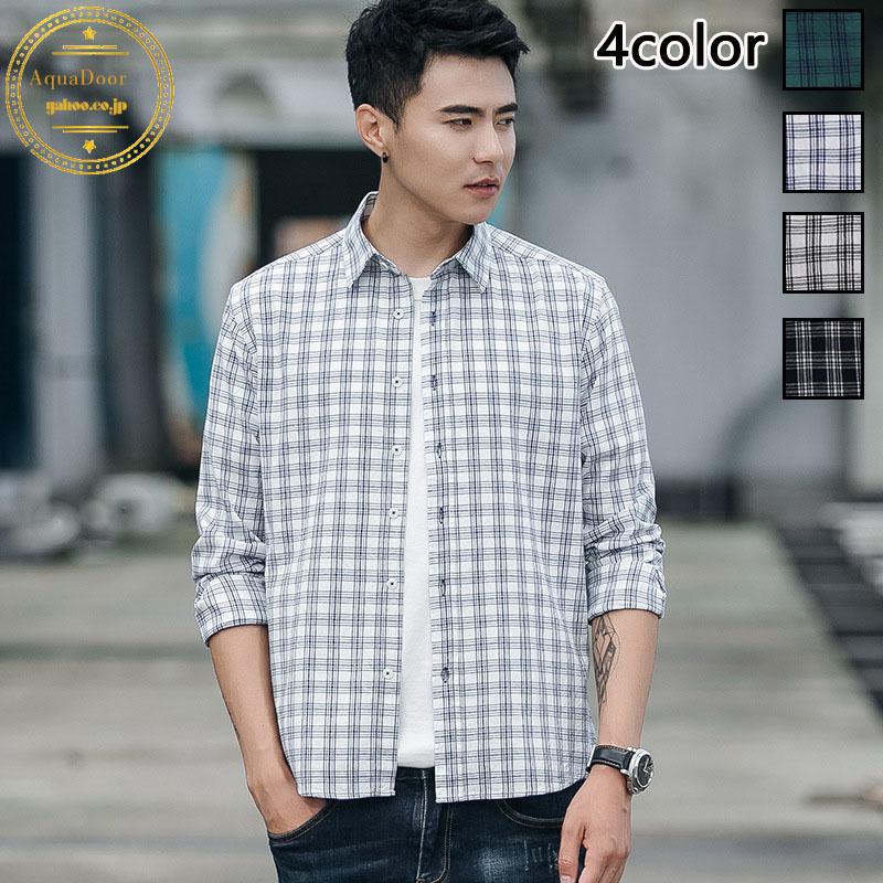 シャツ メンズ 長袖 カジュアルシャツ ボタンダウンシャツ チェック柄 ビジネス 綿100 秋 細身 メンズファッション トップス アウター おしゃれ 父の日 St41 Aquadoor 通販 Yahoo ショッピング