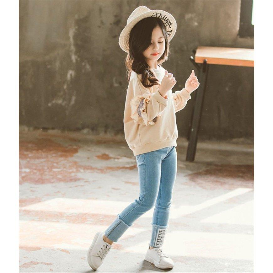 マーケット 子供服 セットアップ 女の子 長袖 春秋 秋着 上下セット 韓国子供服 キッズ ジュニア Tシャツ デニムパンツ 長ズボン 可愛い おしゃれ 小学生 通学着 新品 Dprd Jatimprov Go Id