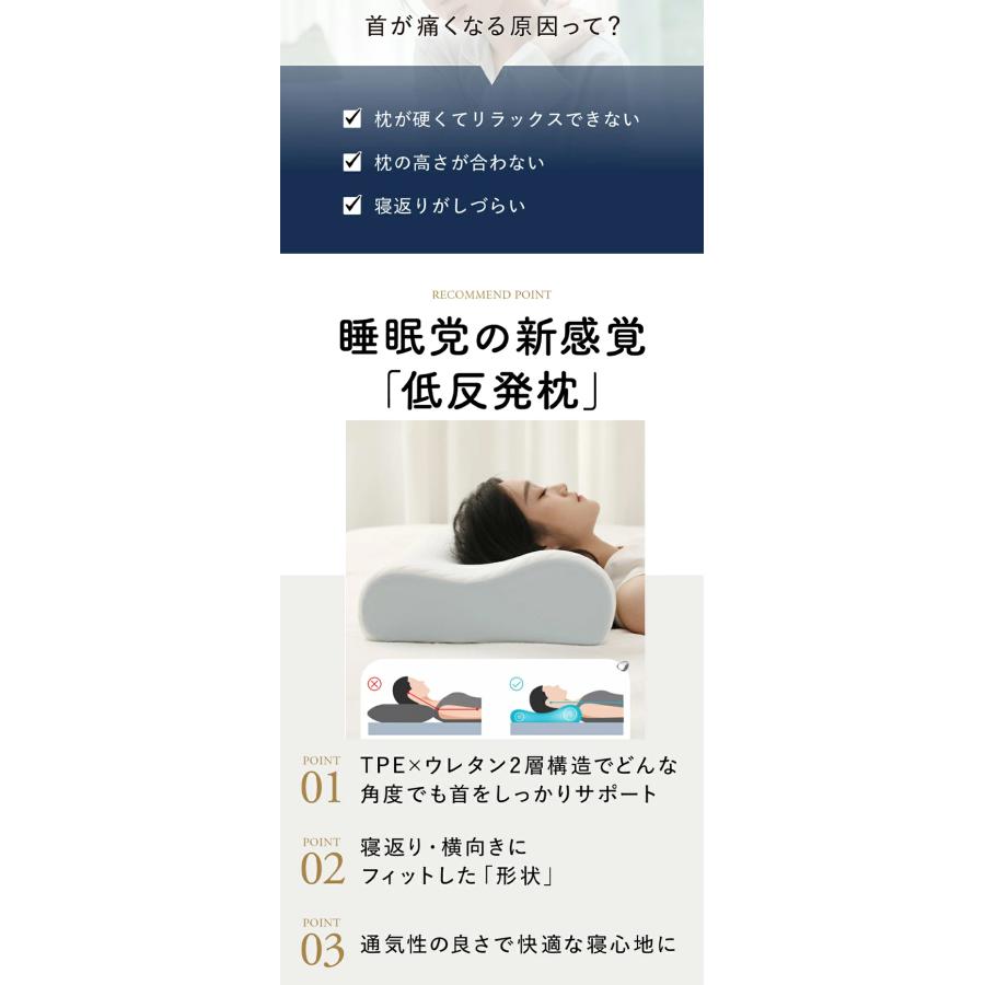 低反発枕 枕カバー付 首が痛くならない 低反発 横向き寝用枕 睡眠党