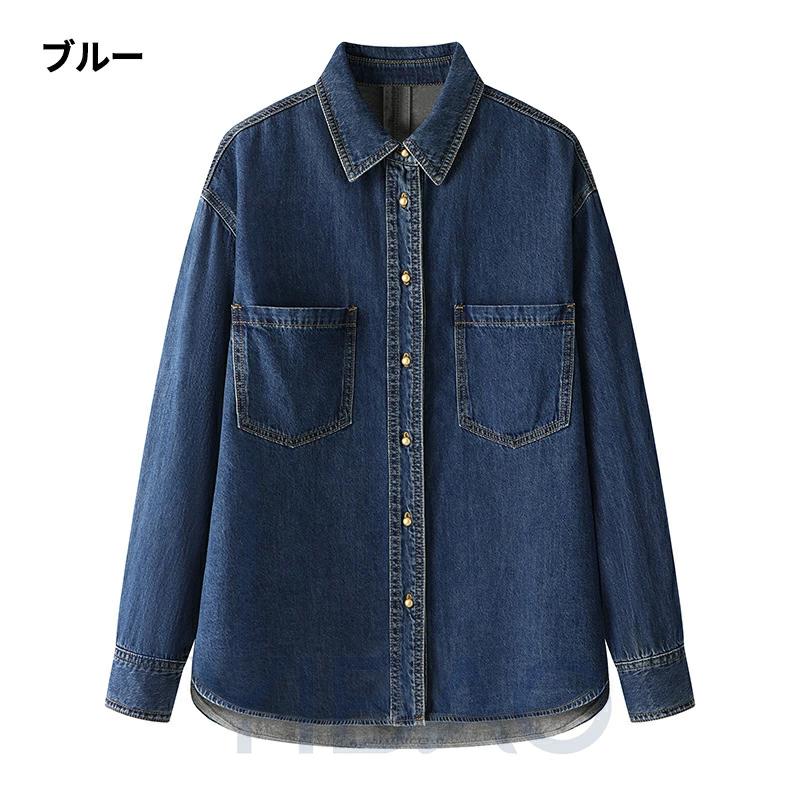 デニムシャツ レディース 長袖 デニム シャツ ダンガリーシャツ 