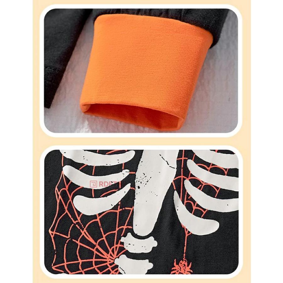 ハロウィン 衣装 ドクロ 骸骨 スケルトン skeleton キッズ 子供 上下