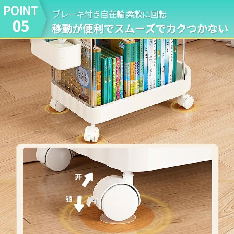 キッチンワゴン 3段 キャスター付き ストッパー付き 収納ワゴン 3段