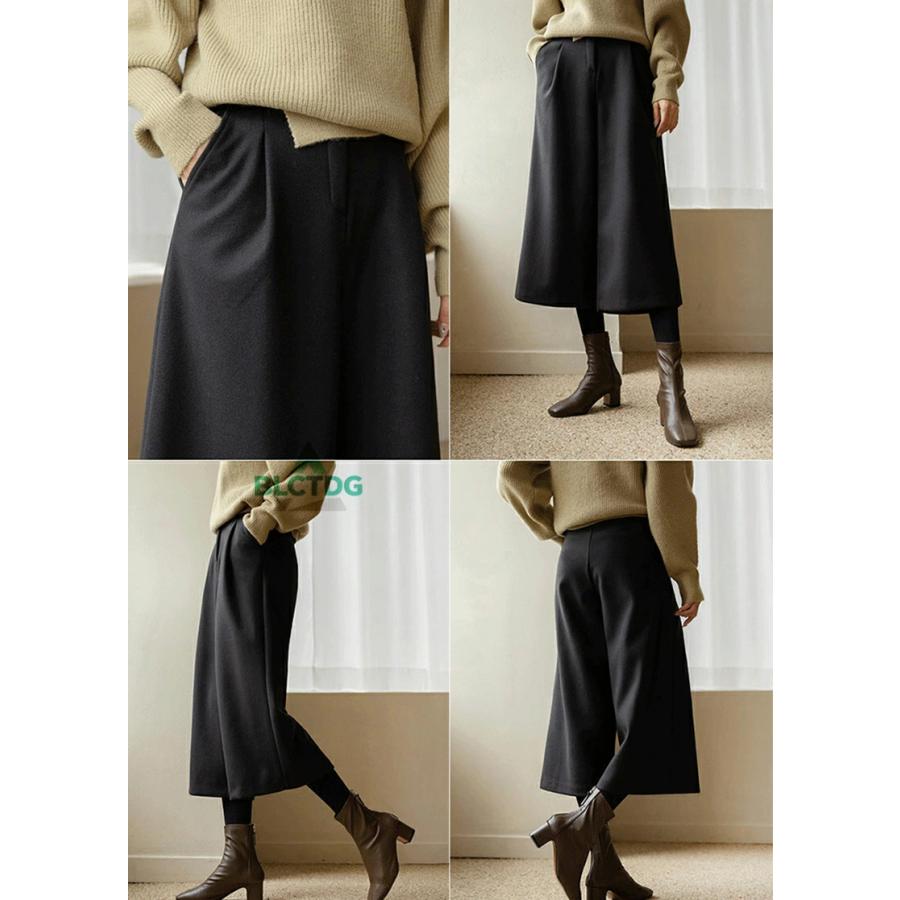 爆買い ガウチョパンツ 秋冬 ワイドパンツ 冬 ウール調 レディース