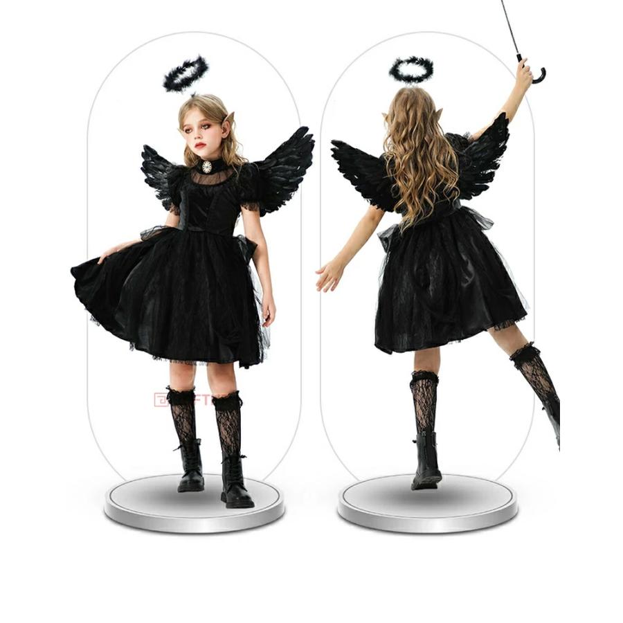 黒天使 羽 ドレス ワンピース ハロウィン コスチューム コスプレ 仮装