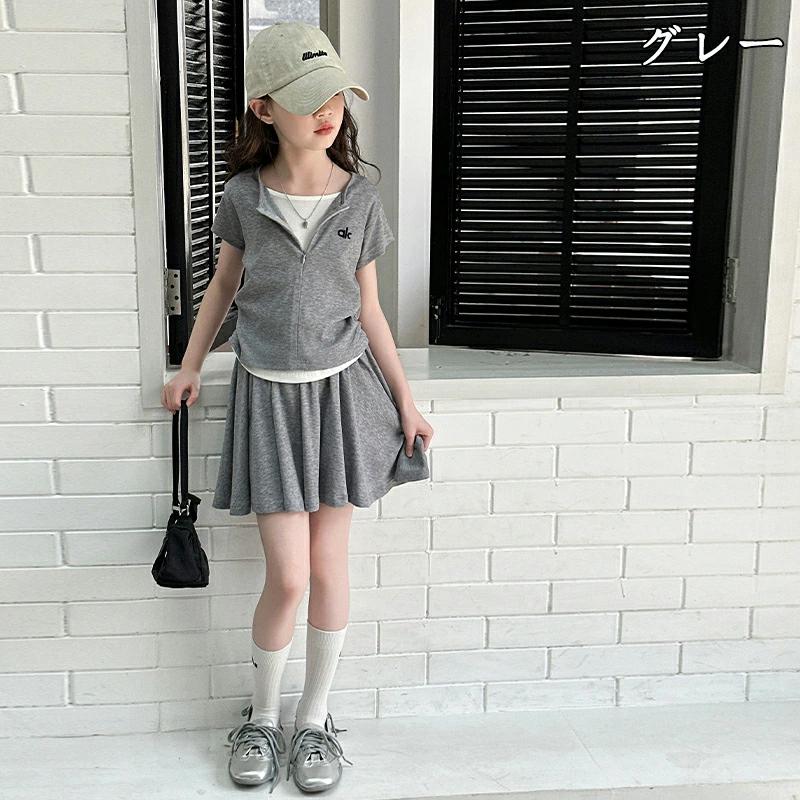 韓国子供服 女の子 セットアップ 半袖 ショートパンツズスカート