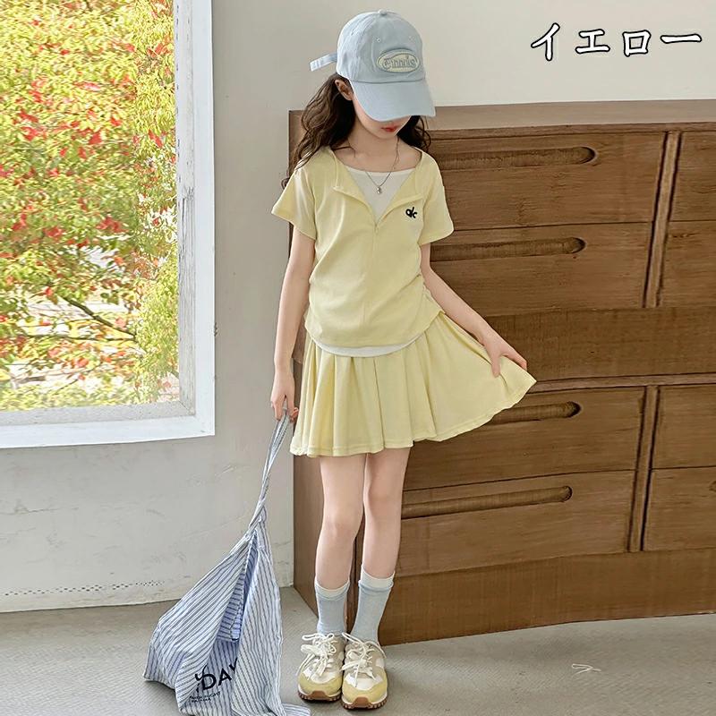 韓国子供服 女の子 セットアップ 半袖 ショートパンツズスカート