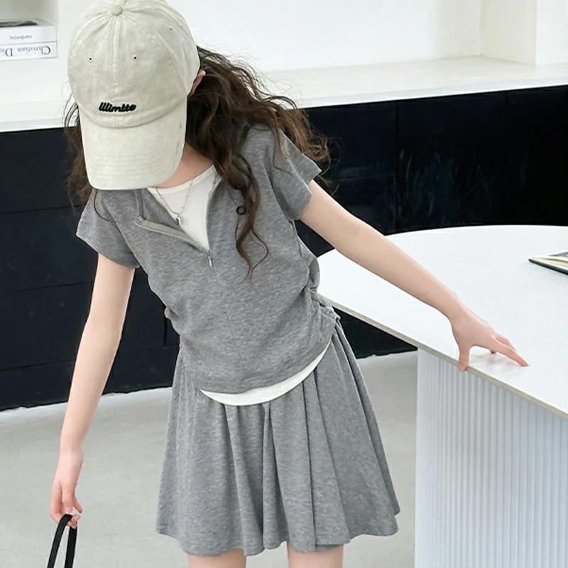 韓国子供服 女の子 セットアップ 半袖 ショートパンツズスカート