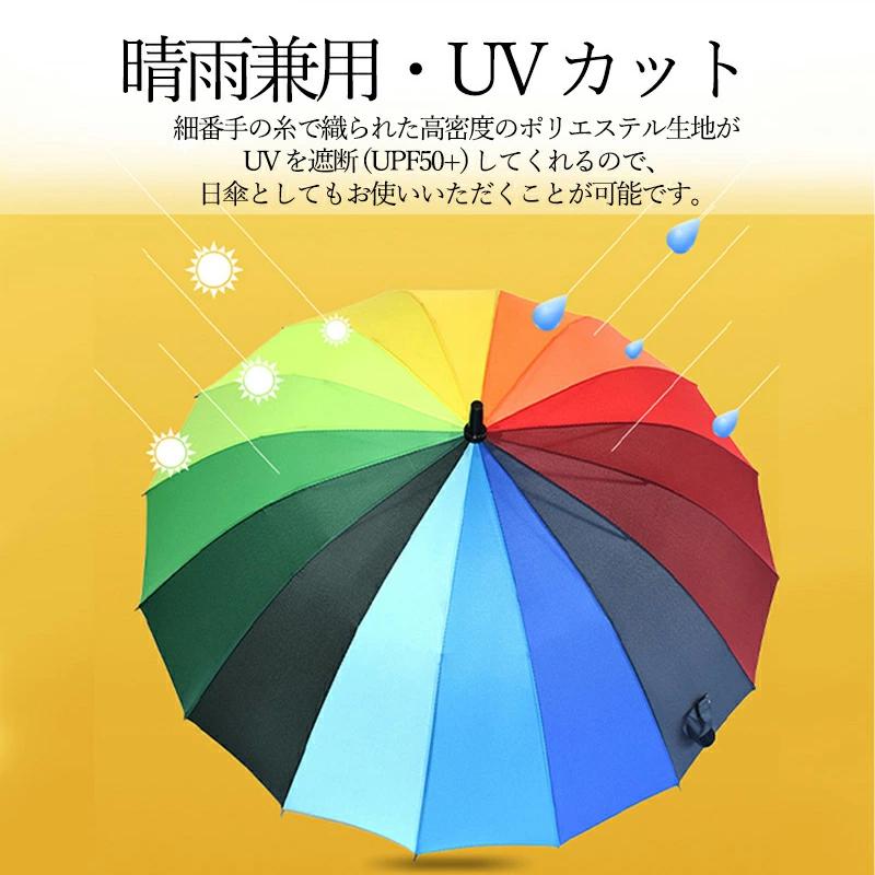 濡れない傘 雨傘 長傘 傘 16本骨 かさ 紫外遮蔽 レディース メンズ