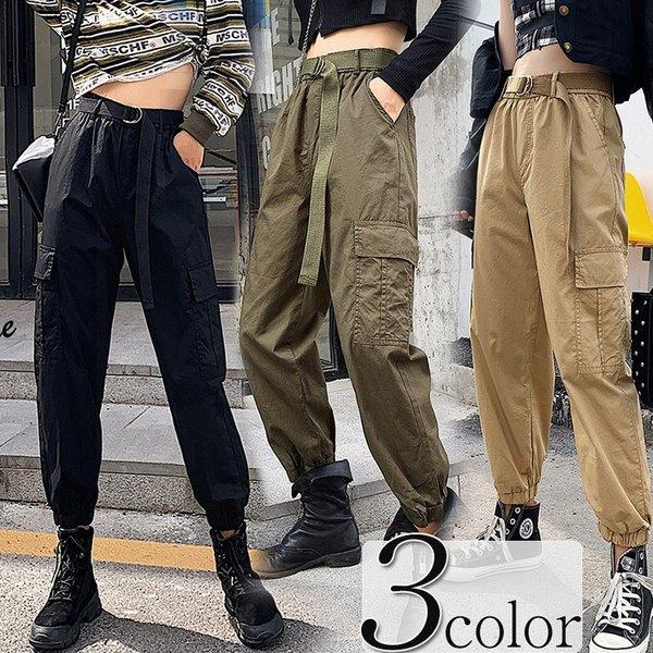 安売り カーゴパンツ レディース ワイドパンツ ミリタリーパンツ ダンス 衣装 カジュアル 体型カバー ウエストゴム 原宿 韓国ファッション ゆるい ストリート 夏