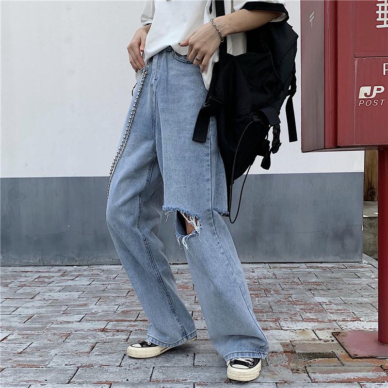 ジーンズ メンズ レディース デニム パンツ ワイドパンツ ストレート ハイウエスト ボトムス Bf風 原宿系 ダンス衣装 韓国ファッション ゆるい ストリート 秋 後払い手数料無料