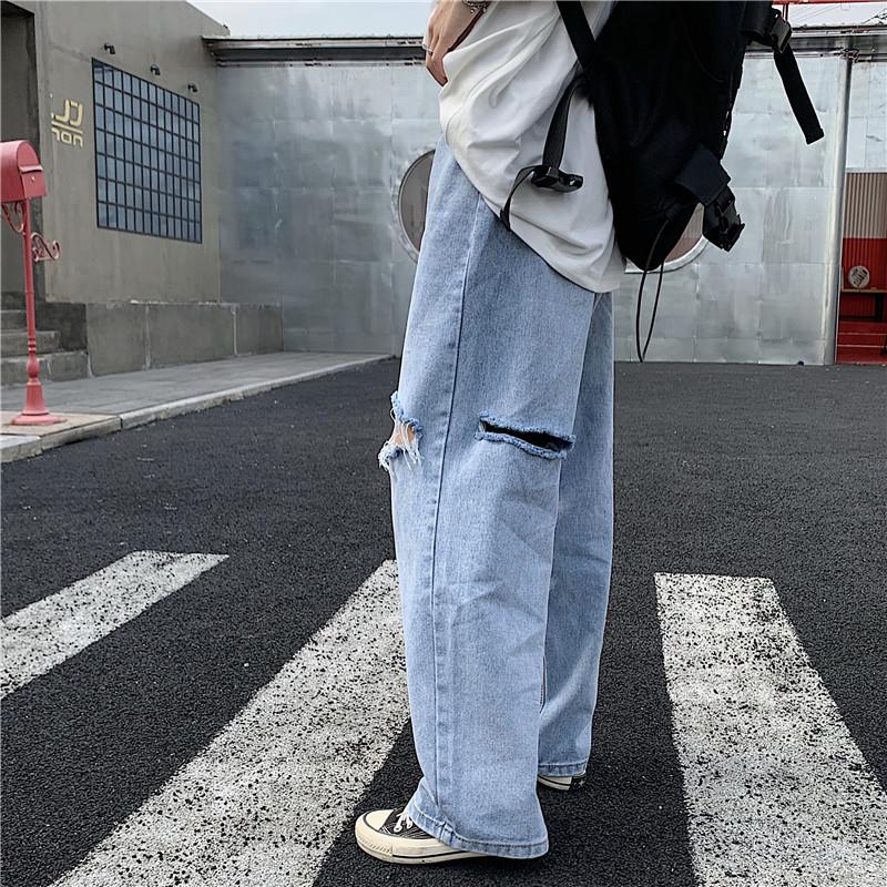 ジーンズ メンズ レディース デニム パンツ ワイドパンツ ストレート ハイウエスト ボトムス Bf風 原宿系 ダンス衣装 韓国ファッション ゆるい ストリート 秋 後払い手数料無料