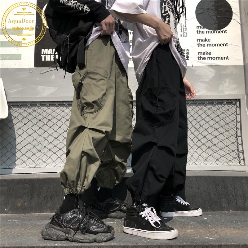 原宿系 カーゴパンツ レディース メンズ 韓国ファッション ボトムス ハイウエスト カジュアルパンツ スポーティ ヒップホップ ダンス衣装 ストリート風 Ys90 Aquadoor 通販 Yahoo ショッピング
