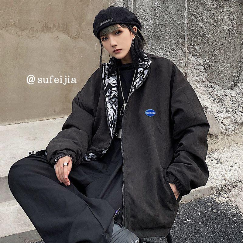 原宿系 ジャケット レディース トップス 両面着れる服 韓国ファッション 秋冬 Bf風 ゆったり ストリート系 アウター 個性的 大きいサイズ Ysjk3 Aquadoor 通販 Yahoo ショッピング