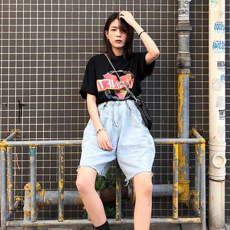Tシャツ レディース 半袖 夏 ゆるい プリント柄 トップス 韓国ファッション 原宿系ヒップホップ ダンス ストリート風 カジュアル 大きいサイズ 新品 Yst100 Aquadoor 通販 Yahoo ショッピング