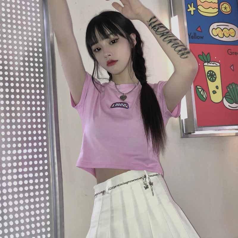 原宿風 Tシャツ レディース おしゃれ 半袖 ショート丈 トップス へそ出し 韓国ファッション ヒップホップ ダンス衣装 ストリート系 Bf風 カジュアル 春 夏 Yst193 Aquadoor 通販 Yahoo ショッピング