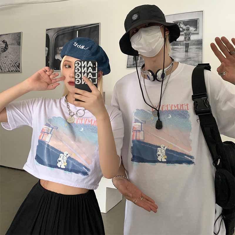原宿風 カップル服tシャツ レディース おしゃれ 半袖 ロング丈トップス 韓国ファッション ヒップホップ ダンス衣装 ストリート系 Bf風 カジュアル 大きいサイズ Yst244 Aquadoor 通販 Yahoo ショッピング
