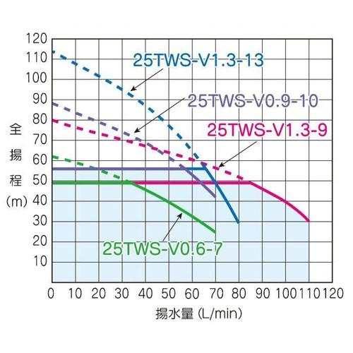 テラル 25TWS-V1.3-9 深井戸用水中ポンプ (1300W/三相200V/50/60Hz