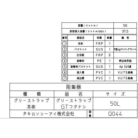タキロンシーアイ グリーストラップ本体 GT 蓋なし 50L 商品コード