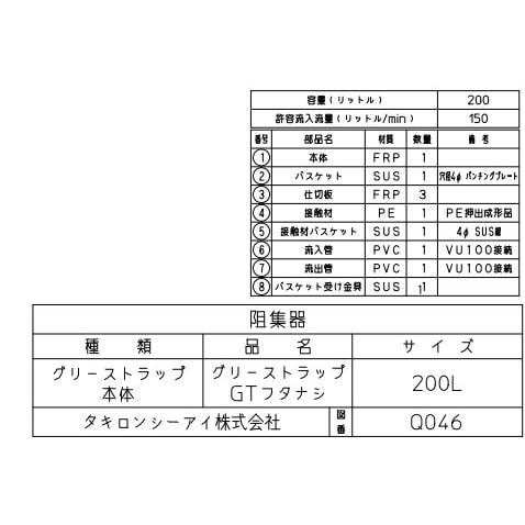 【S20】【S71】【S126】おまとめ買い　詳細は商品説明欄 タキロンシーアイ タキロンシーアイ グリーストラップ本体 GT 蓋なし
